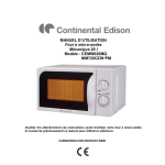CONTINENTAL EDISON XB2625TG Micro-onde Manuel utilisateur