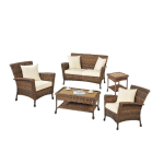 W Unlimited Rustic 5-Piece Wicker Patio Conversation Set with Beige Cushions Guide d'installation