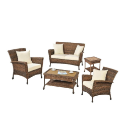 W Unlimited Rustic 5-Piece Wicker Patio Conversation Set with Beige Cushions Guide d'installation | Fixfr