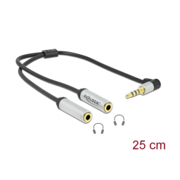 DeLOCK 66494 Audio Splitter 6.35 mm 1 x male to 2 x female 3 pin black 25 cm  Fiche technique | Fixfr