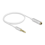 DeLOCK 66072 Audio Extension Cable Stereo Jack 3.5 mm 4 pin male to female Ultra Slim 0.5 m white  Fiche technique