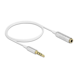 DeLOCK 66072 Audio Extension Cable Stereo Jack 3.5 mm 4 pin male to female Ultra Slim 0.5 m white  Fiche technique | Fixfr