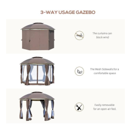 Outsunny 84C-214CG 12' x 12' Round Outdoor Patio Gazebo Canopy Mode d'emploi | Fixfr