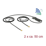 DeLOCK 89450 WLAN 802.11 ac/a/h/b/g/n Twin Antenna 2 x MHF&reg; I plug 3 - 5 dBi 2 x 50 cm PCB internal self adhesive Fiche technique