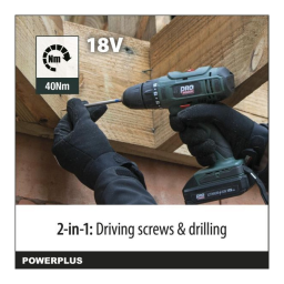 Powerplus POWP8040 DRILL/SCREWDRIVER 18V + 2BATT Manuel du propriétaire | Fixfr