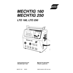 ESAB LTO 160/250: Manuel avec Chat IA & Téléchargement PDF | Fixfr