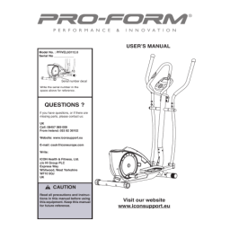 ProForm PFIVEL63112.0: Manuel d'utilisation + IA | Fixfr