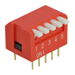 DeLOCK 66397 DIP flip switch piano 5-digit 2.54 mm pitch THT vertical red 5 pieces Fiche technique