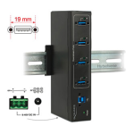 DeLOCK 63309 External Industry Hub 4 x USB 3.0 Type-A Fiche technique