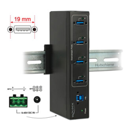 DeLOCK 63309 External Industry Hub 4 x USB 3.0 Type-A Fiche technique | Fixfr