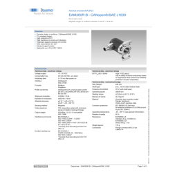 Baumer EAM360R-S - CANopen®/SAE J1939 Absolute encoder Fiche technique | Fixfr