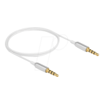 DeLOCK 66073 Stereo Jack Cable 3.5 mm 4 pin male to male Ultra Slim 0.5 m white  Fiche technique