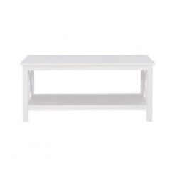 Linon Home Decor THD02947 Ramsey Antique White Finish Coffee Table with Shelf and X Designs Mode d'emploi | Fixfr