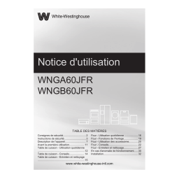 White-Westinghouse WNGB60JFRWO Cooker Manuel du propriétaire | Fixfr