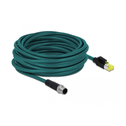 DeLOCK 87843 Network cable M12 4 pin D-coded to RJ45 Hirose plug TPU 10 m Fiche technique | Fixfr