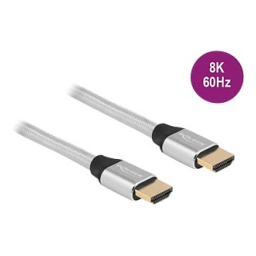 DeLOCK 85367 Ultra High Speed HDMI Cable 48 Gbps 8K 60 Hz silver 2 m certified Fiche technique | Fixfr