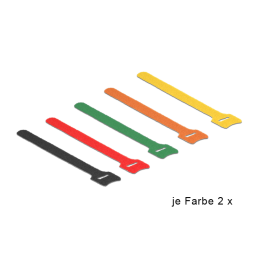 DeLOCK 18701 Hook-and-loop fasteners coloured L 150 mm x W 12 mm 10 pieces Fiche technique | Fixfr