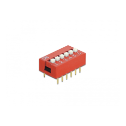 DeLOCK 66031 DIP sliding switch 6-digit 2.54 mm pitch THT vertical red 2 pieces Fiche technique | Fixfr