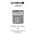 Olympia LCD 212 Calculators Manuel utilisateur