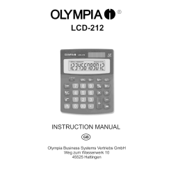 Olympia LCD 212 Calculators Manuel utilisateur | Fixfr