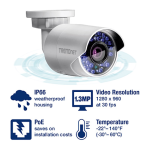 Trendnet RB-TV-IP322WI Indoor / Outdoor 1.3 MP HD WiFi IR Network Camera Fiche technique