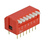 DeLOCK 66401 DIP flip switch piano 7-digit 2.54 mm pitch THT vertical red 10 pieces Fiche technique