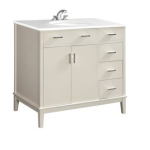 Simpli Home Urban Loft 36 in. Bath Vanity in Soft White with Engineered Quartz Marble Vanity Top in White with White Basin Guide d'installation