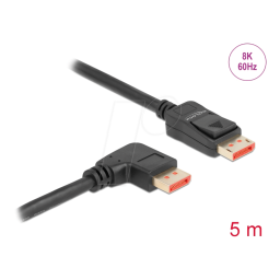DeLOCK 87069 DisplayPort cable male straight to male 90° right angled 8K 60 Hz 5 m Fiche technique | Fixfr