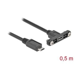 DeLOCK 35108 Cable USB 2.0 Micro-B female panel-mount > USB 2.0 Micro-B male 0.5 m Fiche technique | Fixfr