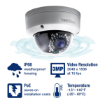 Trendnet RB-TV-IP311PI Indoor / Outdoor 3MP Full HD PoE Dome Day / Night Network Camera Fiche technique