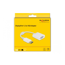 DeLOCK 61007 Adapter DisplayPort 1.2 male to VGA female Passive white Fiche technique | Fixfr