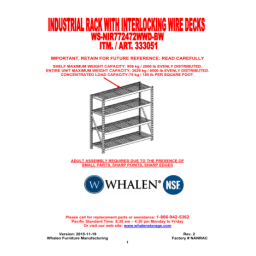 Whalen 333051 / WS-NIR772472WWD-BW Industrial Rack  Manuel utilisateur | Fixfr