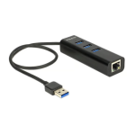 DeLOCK 62653 USB 3.0 Hub 3 Port + 1 Port Gigabit LAN 10/100/1000 Mbps Fiche technique