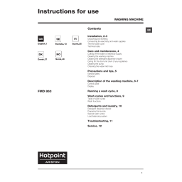 HOTPOINT/ARISTON FMD 863 SK Washing machine Manuel utilisateur | Fixfr