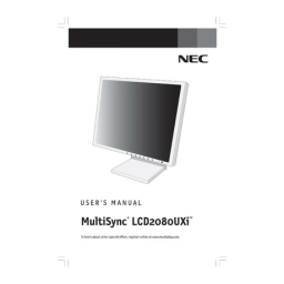 NEC MultiSync® LCD2080UXi Manuel utilisateur | Fixfr