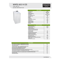 HOTPOINT/ARISTON WMTG 602 H CIS Washing machine Manuel utilisateur | Fixfr