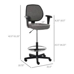 Vinsetto 921-375V80 Ergonomic Tall Drafting Desk Chair Mode d'emploi | Fixfr