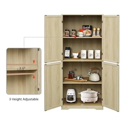 for Living 4-Door Open Shelf Freestanding Kitchen Pantry Storage Cabinet Manuel du propriétaire | Fixfr