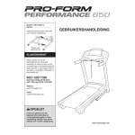 ProForm Performance 650 TREADMILL Manuel utilisateur