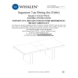 Whalen 858593 / BRA7PD-E Braxton 7-pc Dining Set  Manuel utilisateur | Fixfr