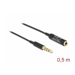 DeLOCK 66074 Audio Extension Cable Stereo Jack 3.5 mm 4 pin male to female Ultra Slim 0.5 m black Fiche technique
