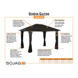 Sojag 500-9165036 Genova Dark Brown Metal Square Screened Gazebo Guide d'installation | Fixfr