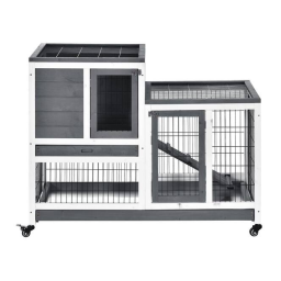 PawHut D51-125 Wooden Indoor Rabbit Hutch Elevated Cage Habitat Mode d'emploi | Fixfr
