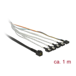 DeLOCK 85732 Kabel Mini SAS HD SFF-8643 &gt; 4 x SATA 7 Pin + Sideband 1 m Metall Fiche technique