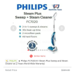 Philips FC7020/61 Steam Plus Nettoyeur balai-vapeur Manuel utilisateur