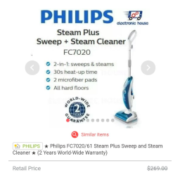Philips FC7020/61 Steam Plus Nettoyeur balai-vapeur Manuel utilisateur | Fixfr