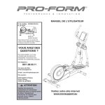 ProForm SYNOPSIS ELLIPTICAL Manuel utilisateur