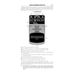 BEHRINGER BOD100 : Chat IA & Téléchargement PDF | Fixfr